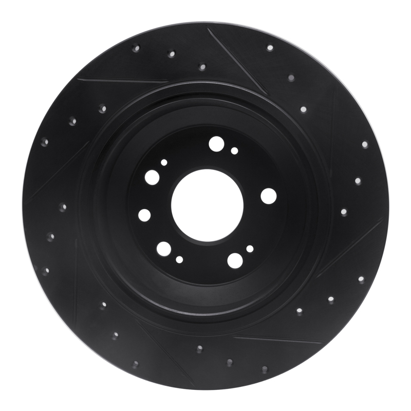 Acura TL Brake Rotor (1) - Rear Left - R1 Concepts - Drilled & Slotted - Black - `09-`14